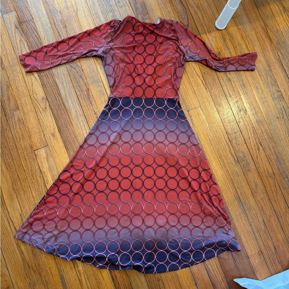 Chic Red And Black Circle Pattern Long Sleeve Dre… - image 5